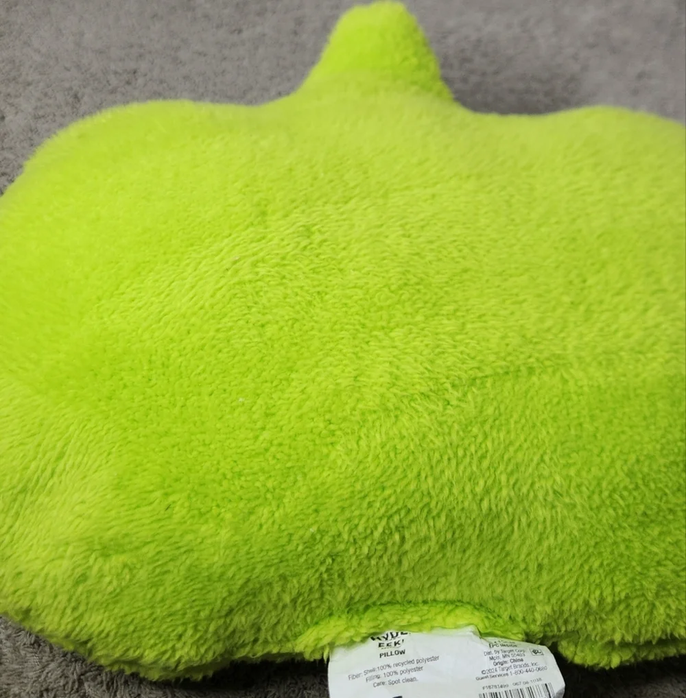 Pumpkin Shaped Halloween Faux Shearling Pillow Green - Hyde and EEK! Boutique